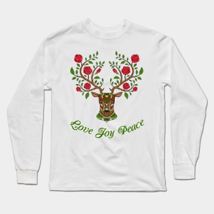 Elegant Christmas Deer With Roses Long Sleeve T-Shirt